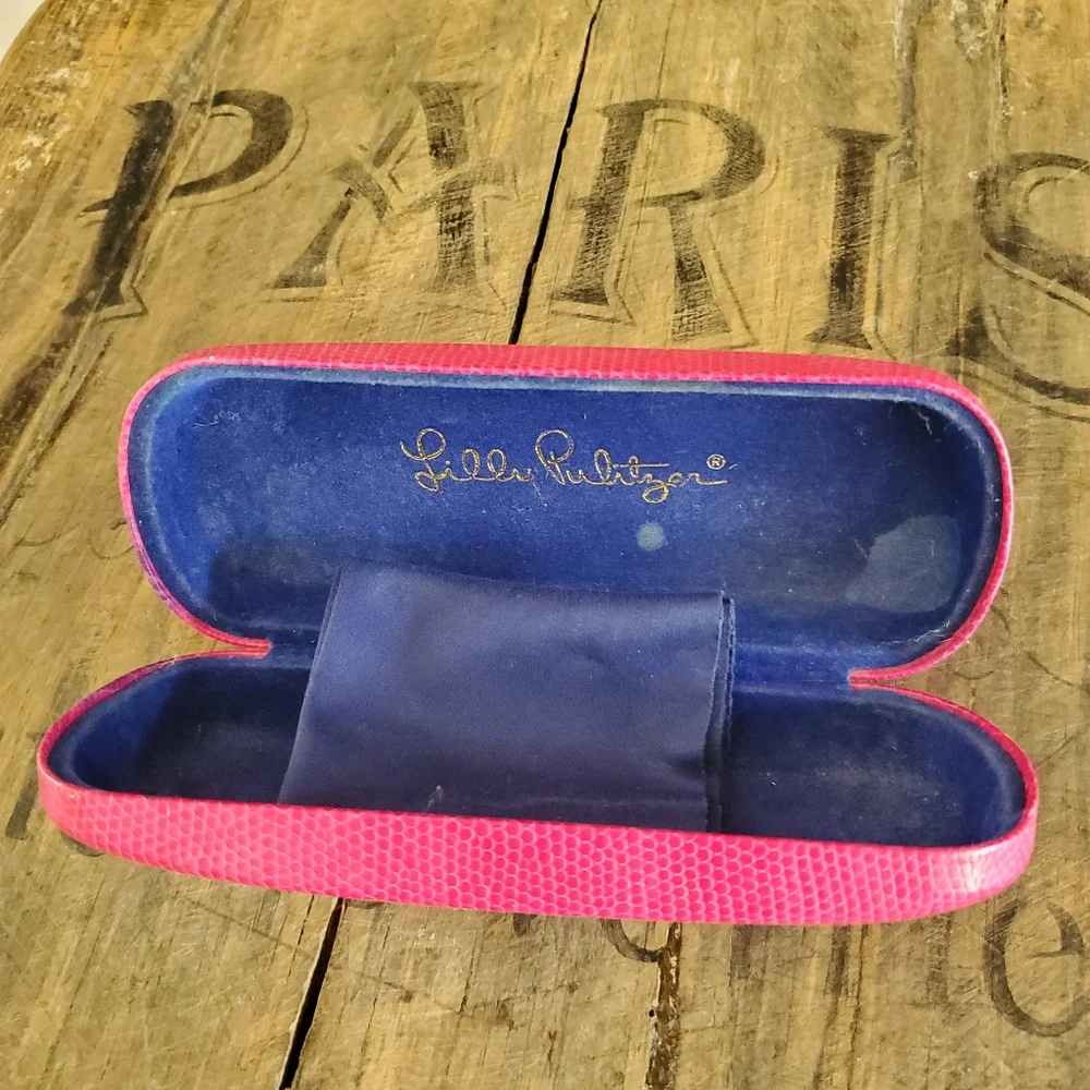 🔥LILLY PULITZER Hot Pink Hard Shell Eyeglass |‎ Sunglass | Eyewear Case